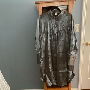 H&M Metallic Charcoal Grey Shirt Dress